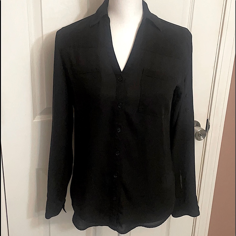 EXPRESS SLIM FIT PORTIFINO BUTTON UP BLOUSE